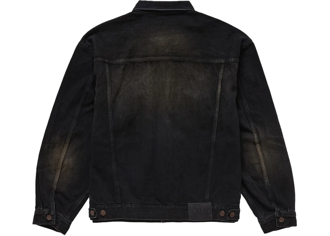 Мужская джинсовая куртка с потертостями Selvedge Trucker Jacket Supreme, Washed Black — фото 2