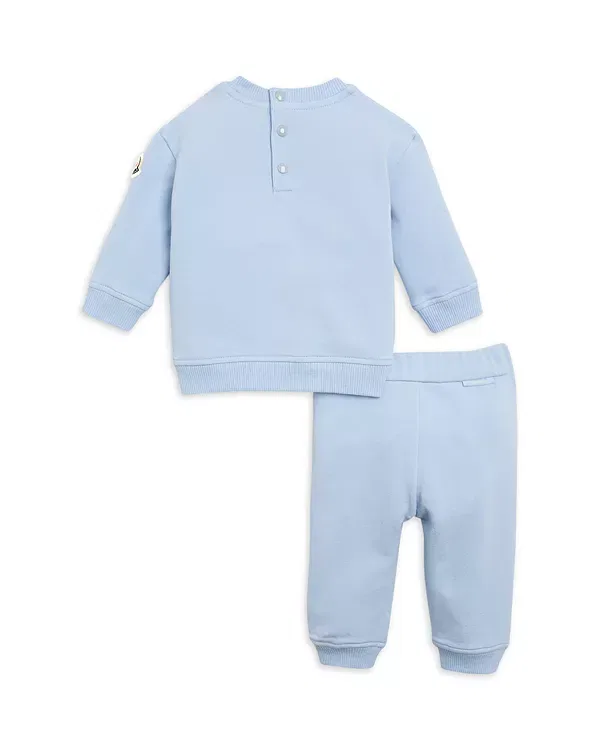 Детский комплект из футера с вышитым логотипом Moncler, Light Blue — фото 2