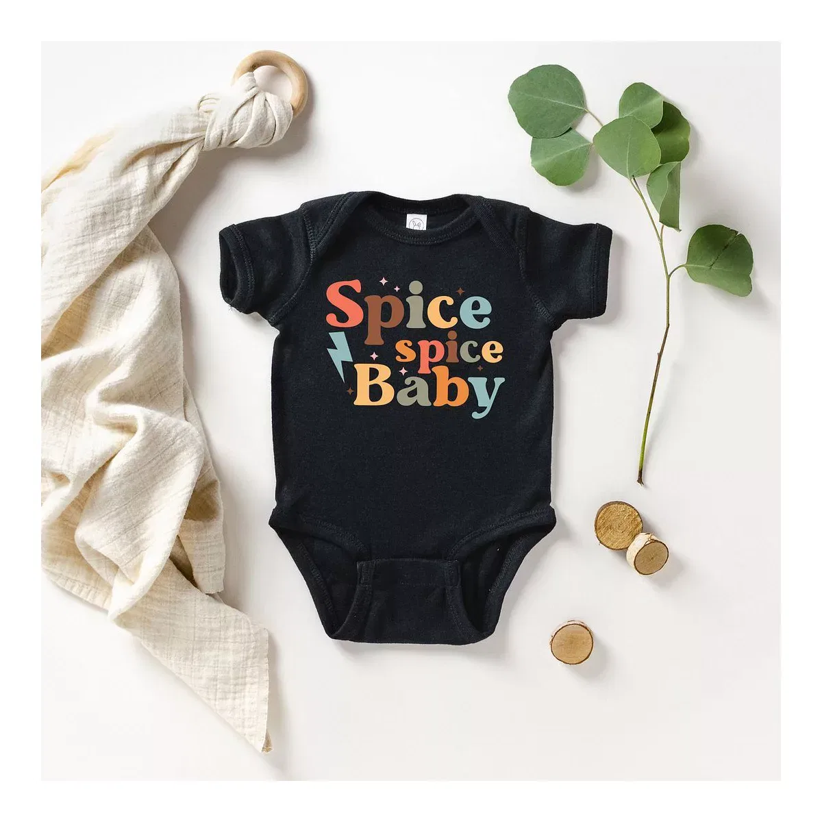 Детский боди с коротким рукавом Spice Spice Baby The Juniper Shop, Black — фото 2