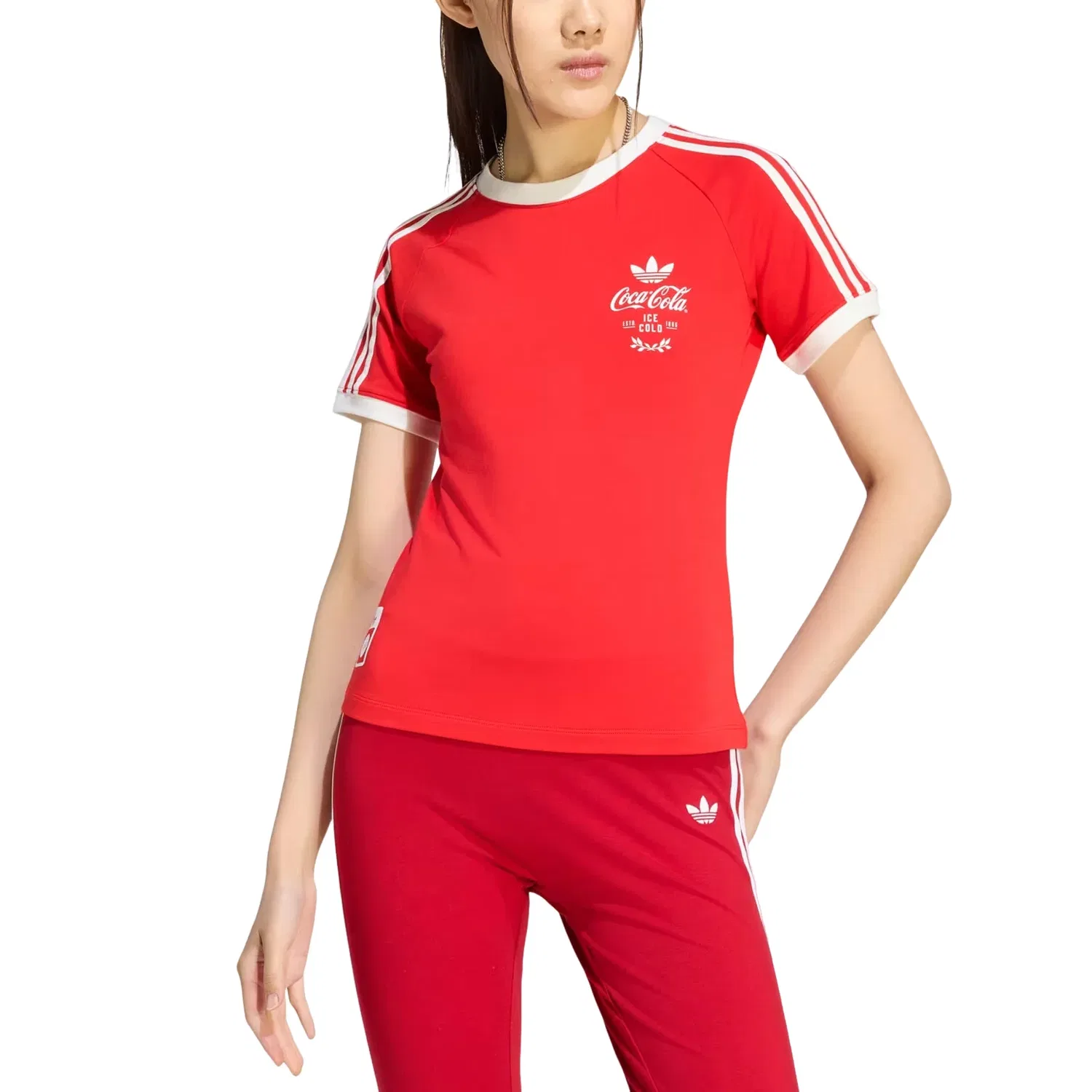 Женская футболка с принтом Adidas x Coca-Cola 3-Stripes Tee, красный — фото 3