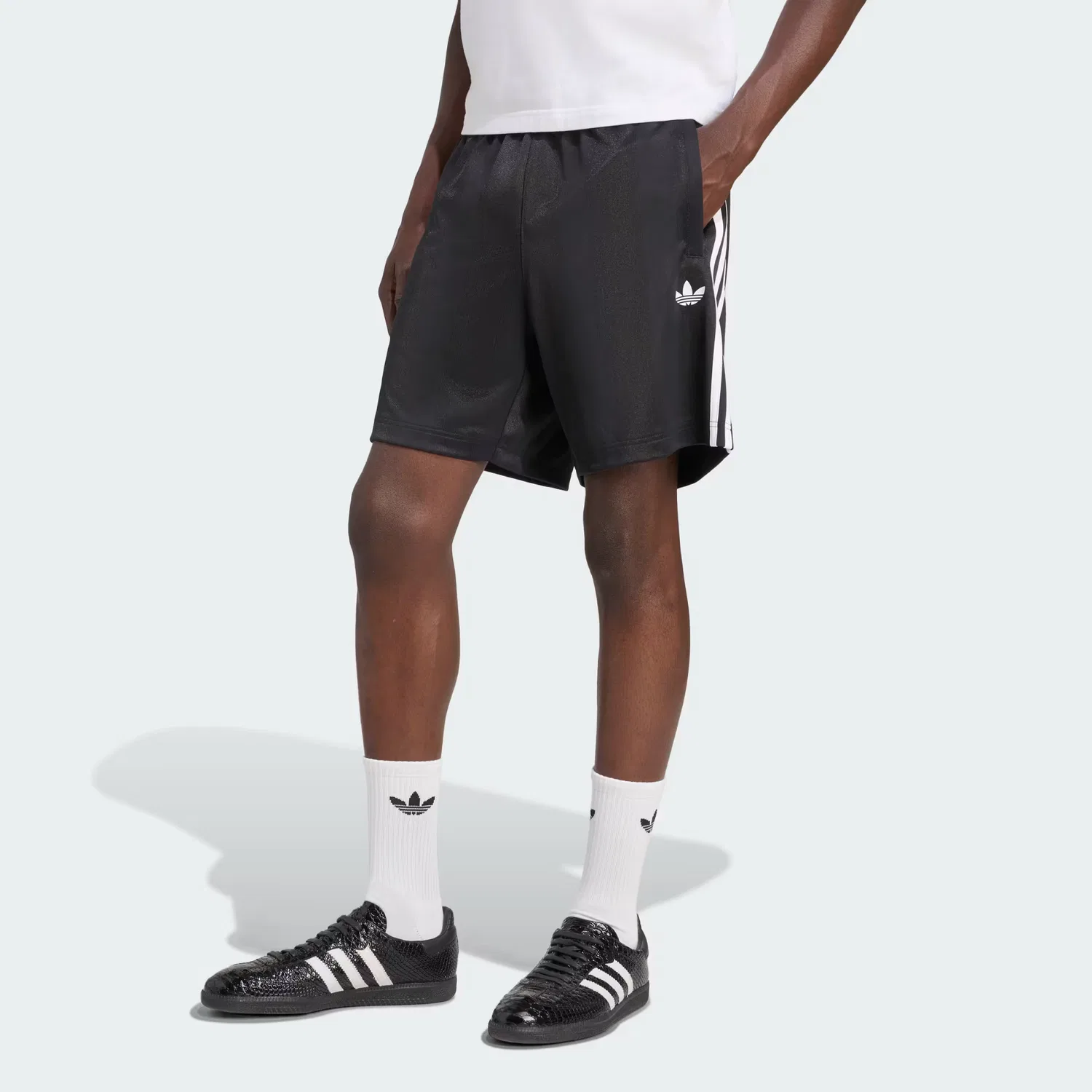 Мужские шорты с жаккардовым плетением Adicolor Adidas Originals, черный/белый