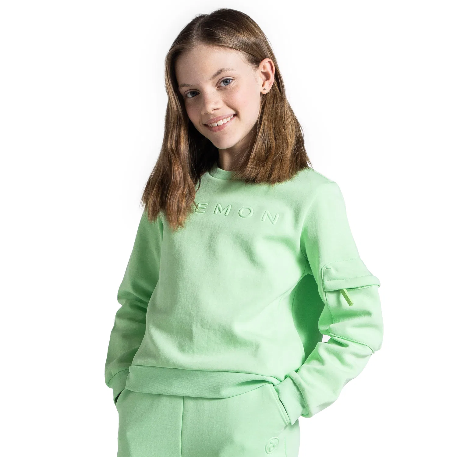 Детский спортивный свитшот с принтом Kinder Sweatshirt WL5 Lemon Explore, Hellgrun