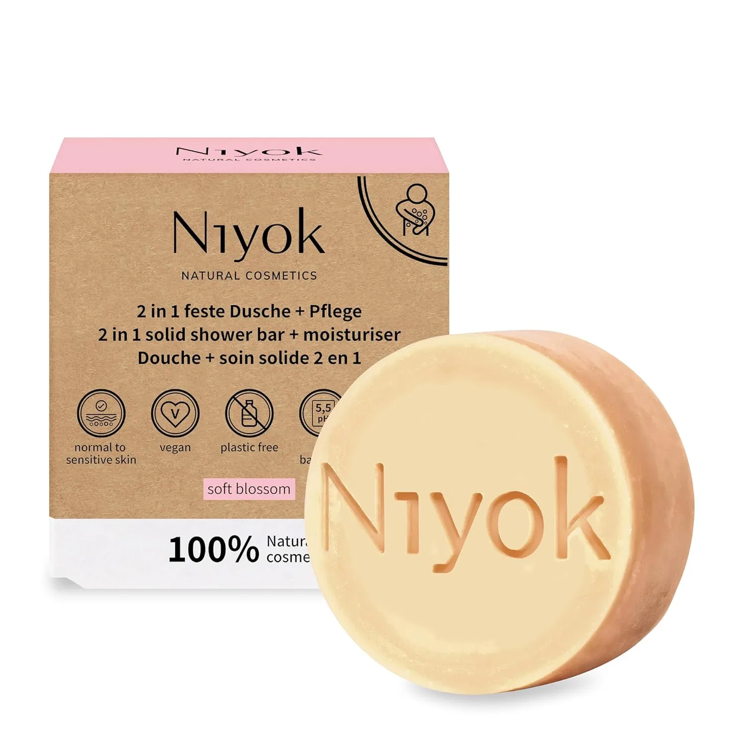 Твердый гель для душа 2-в-1 Soft Blossom, Niyok, 80 г