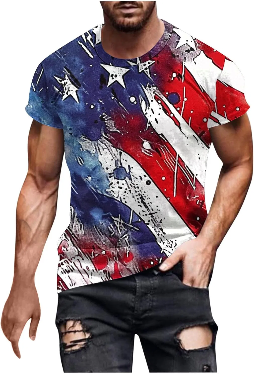 Мужская футболка с американским флагом Big Tall Casual, Red