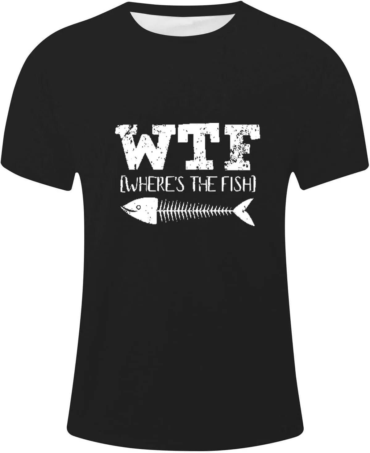 Мужская футболка с принтом WTF Where's The Fish, хлопковая, чёрный — фото 2