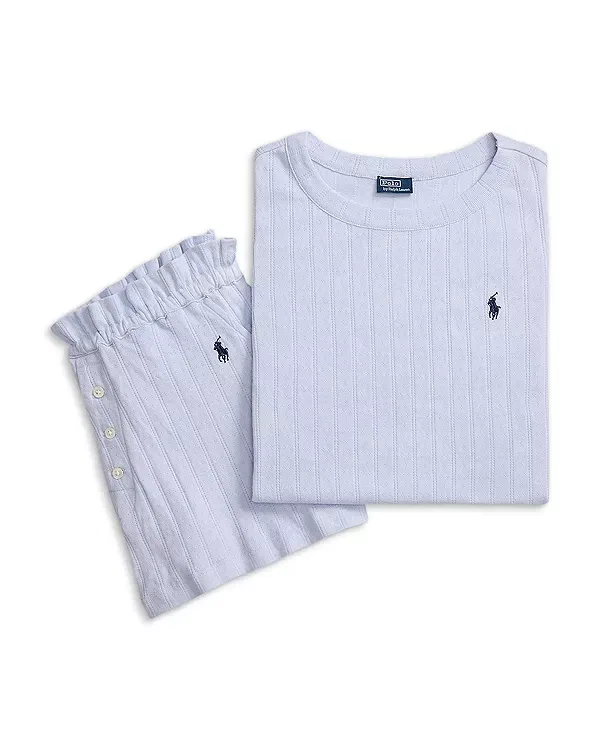 Женский комплект пижамы с собранной талией Polo Ralph Lauren, Xenon Blue — фото 4