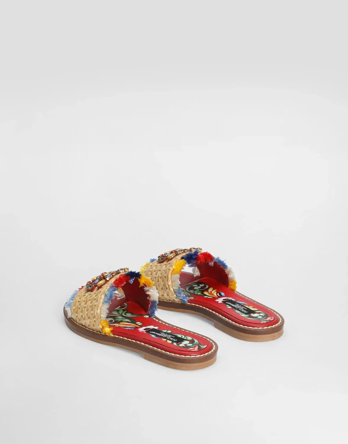 Плетеные шлепанцы-сабо с бахромой DOLCE & GABBANA, бежевый — фото 3