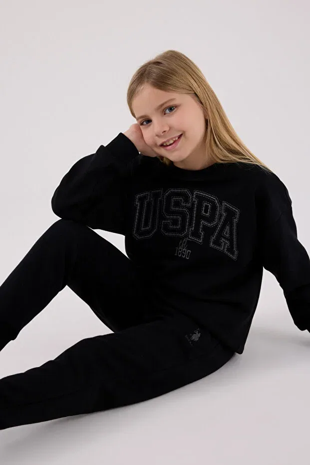 Детский комплект спортивного костюма для девочек U.S. Polo Assn., Black