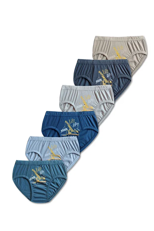 Детские трусы для мальчиков хлопковые набор 6 шт Panfilia, Gray-Blue-Green