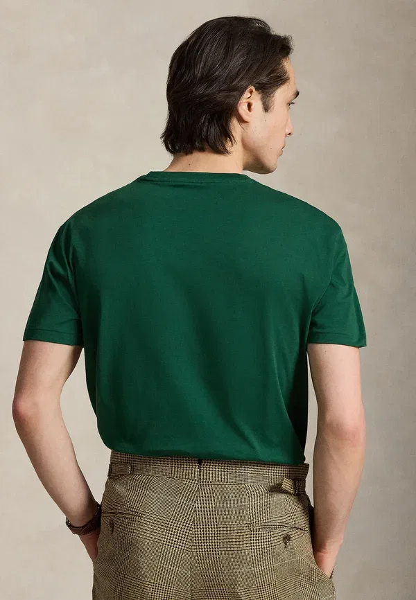 Футболка Polo Ralph Lauren Custom Slim Fit Jersey Crewneck Basic T-Shirt, новый лесной — фото 3