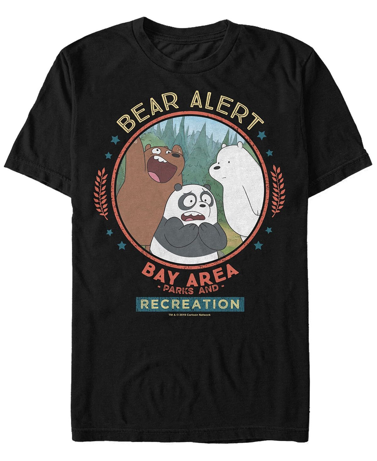 

Мужская футболка с коротким рукавом we bare bears bay area bear alert circle Fifth Sun, черный