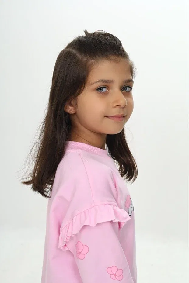Детские свитшот для девочек с принтом Fantasy Floral Printed Toontoy, Light Pink — фото 3