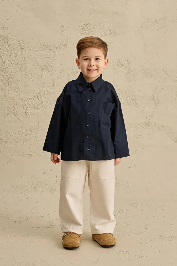 Детское для мальчиков рубашка оверсайз Fahhar Kids, Navy Blue
