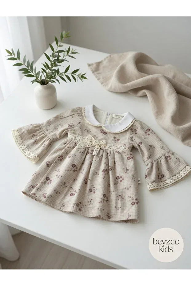 Детское платье для девочек кружевное Daisy Bow Lace-Up Dress Bymurat Baby, Ecru