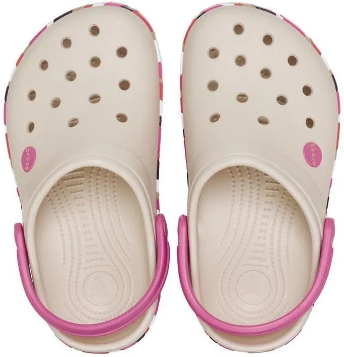Детские сабо с принтом Crocband Chevron Band Clog K Crocs, Frappé Quiet Rose — фото 4