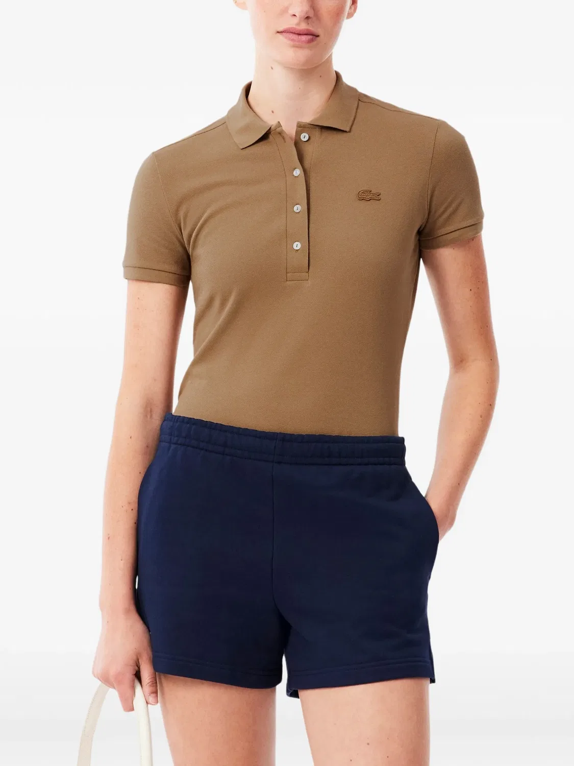 Рубашка поло коричневая с короткими рукавами Lacoste, коричневый — фото 2