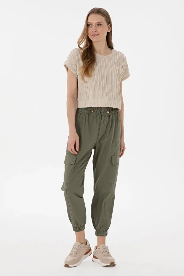 Женские брюки-джоггеры хлопковые U.S. Polo Assn., Dark Khaki