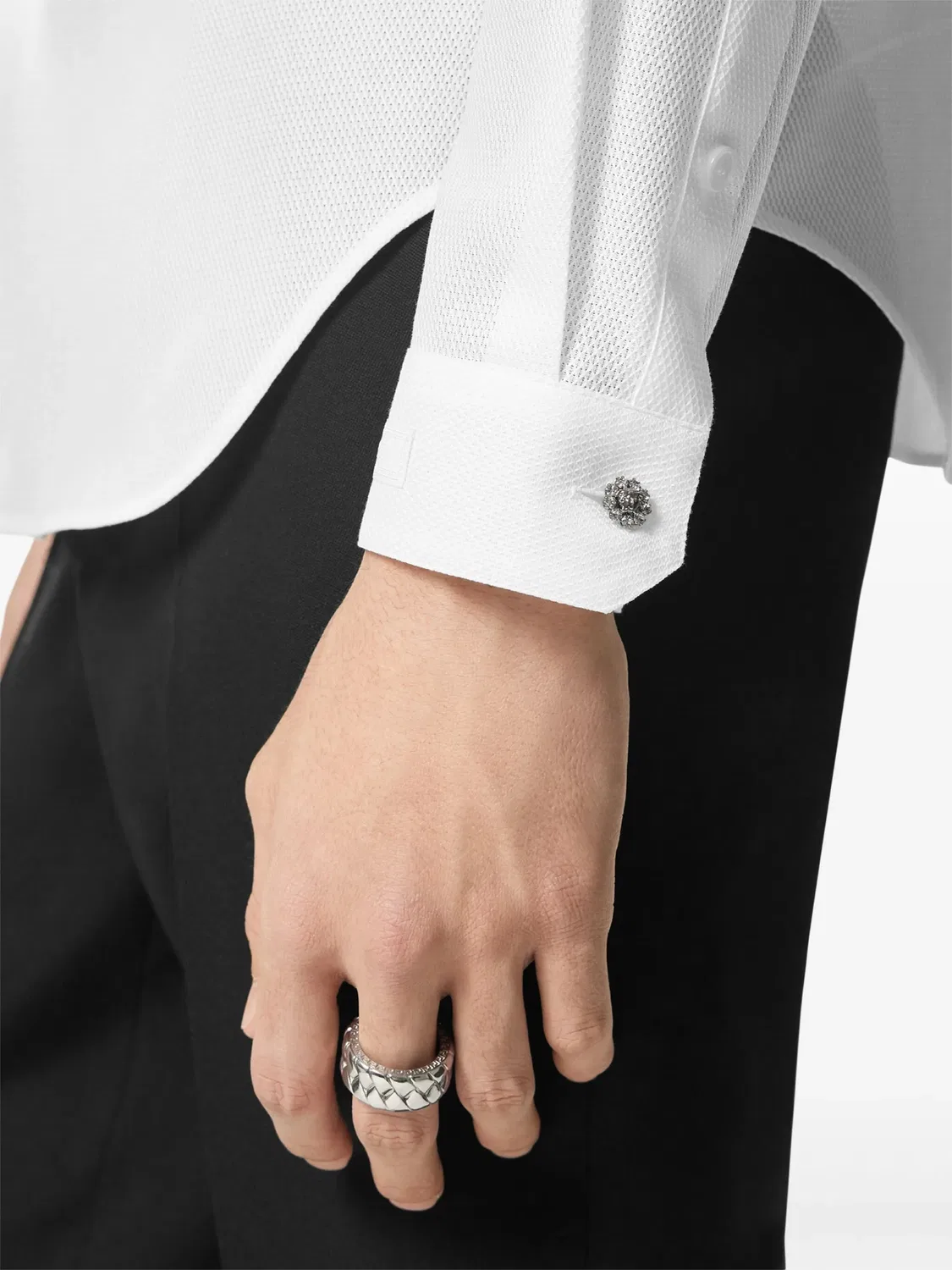 Рубашка из кристаллического пике Versace, белый — фото 2