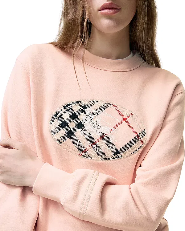 Женский свитшот с принтом Check Knight Stamp Burberry, Compact Pink — фото 2