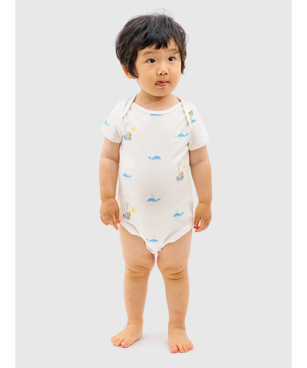 Детский боди-комбинезон с принтом, хлопковый GAP, White