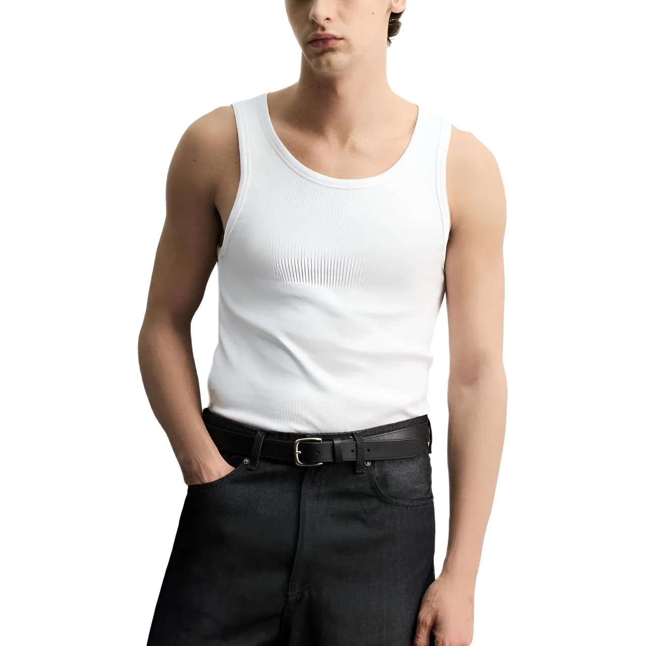 Мужская майка с круглым вырезом, белая, ZARA, White — фото 4