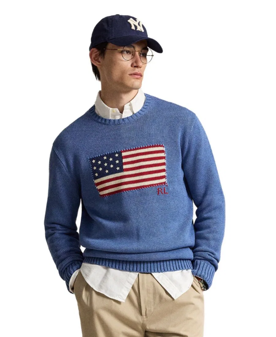 Свитер с круглым вырезом The Iconic Flag Crewneck Polo Ralph Lauren, Blue Borage Heather