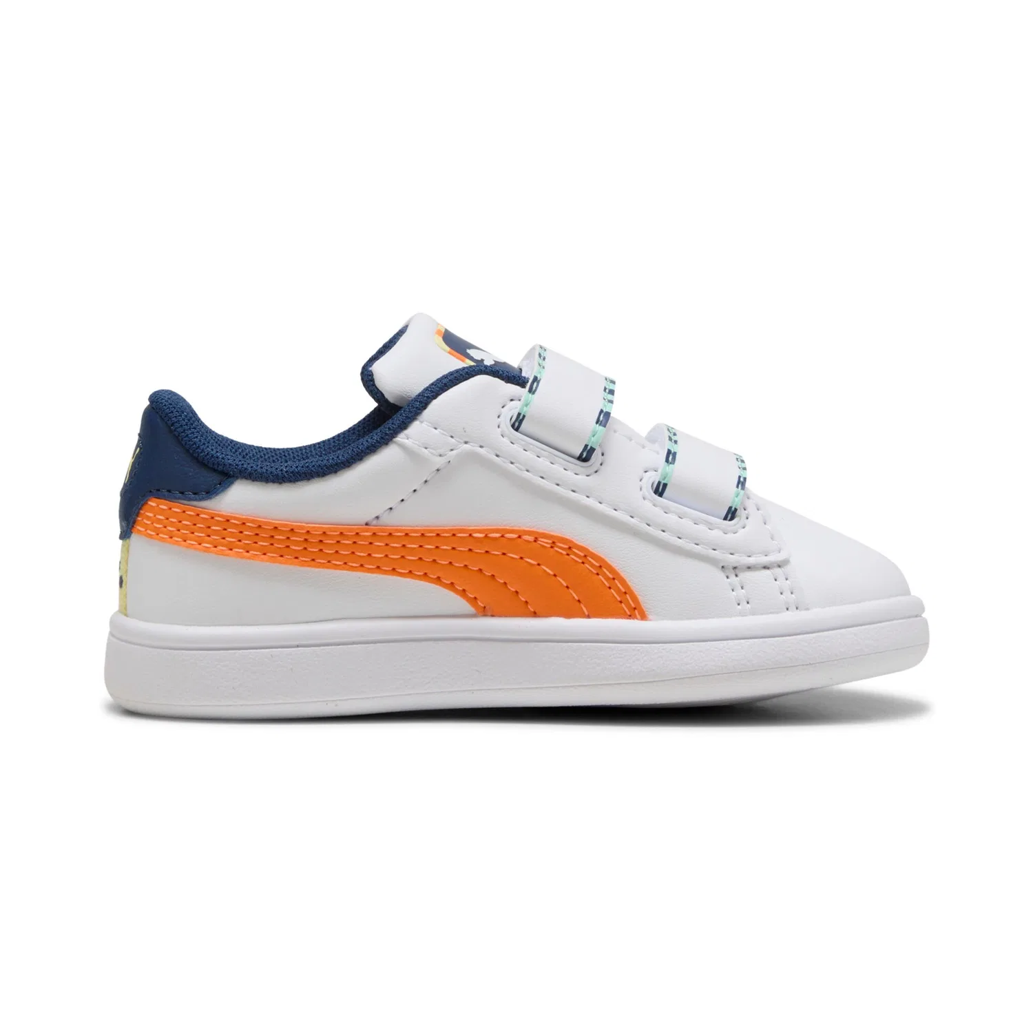 Детские кроссовки на липучках PUMA Smash 3.0, White/Orange — фото 3