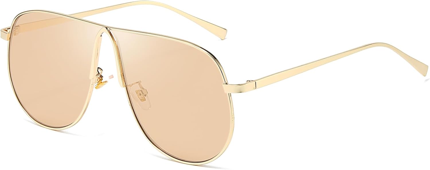 

Солнцезащитные очки-авиаторы SODQW большого размера для женщин и мужчин, модные, золотистого цвета, металлические, для рыбалки и вождения, с защитой от УФ-излучения, A01- Gold/Champagne