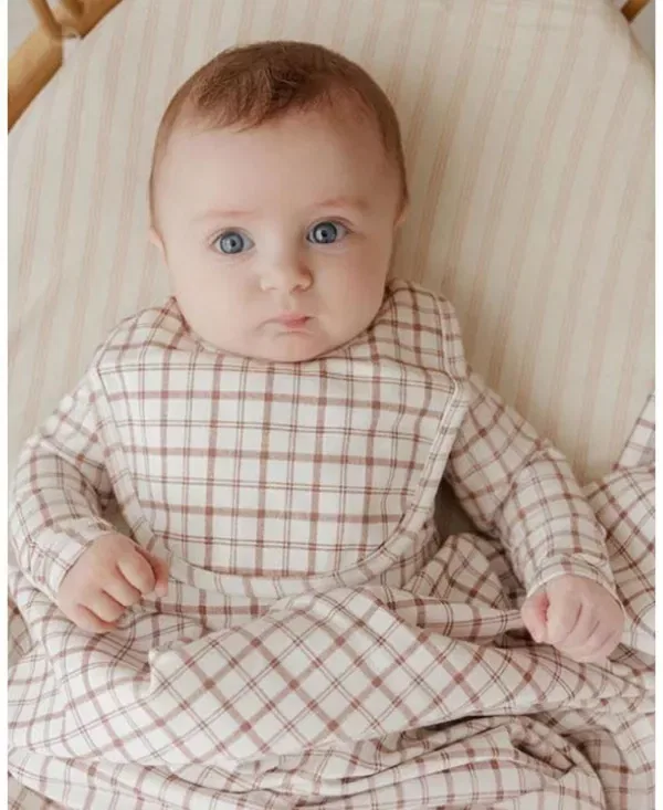 Детский комплект из футера с принтом Plaid Sheep Collection Footie + Bonnet Ely'S & Co., Mauve — фото 2