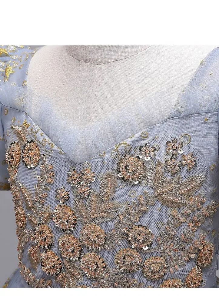 Платье с блестками и вышивкой на сетке Best Gift Fashion, серый — фото 4