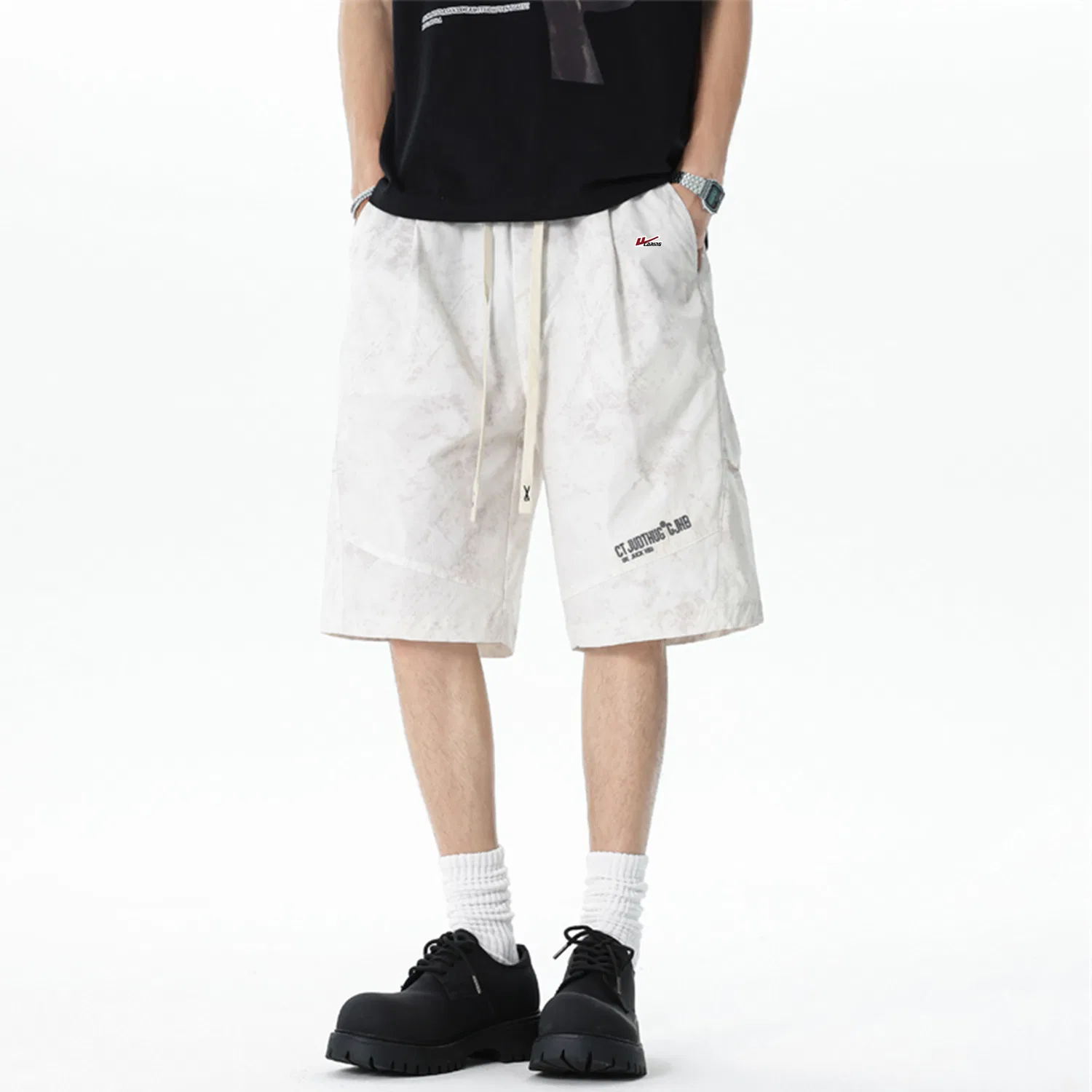 Детские шорты унисекс повседневные с принтом, Casual Shorts Unisex Moderate, WARRIOR, White Flower (DIY Badge) — фото 3