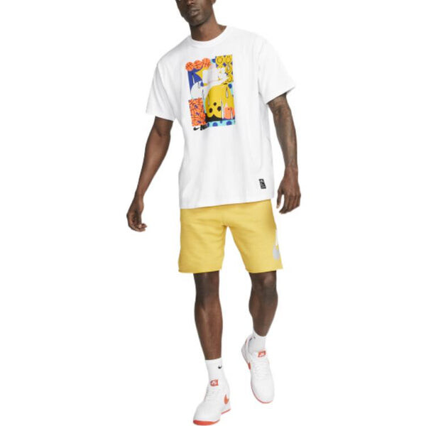 Футболка Nike Smiling Face Basketball Pattern Printing Breathable Sports Short Sleeve White, мультиколор — фото 3