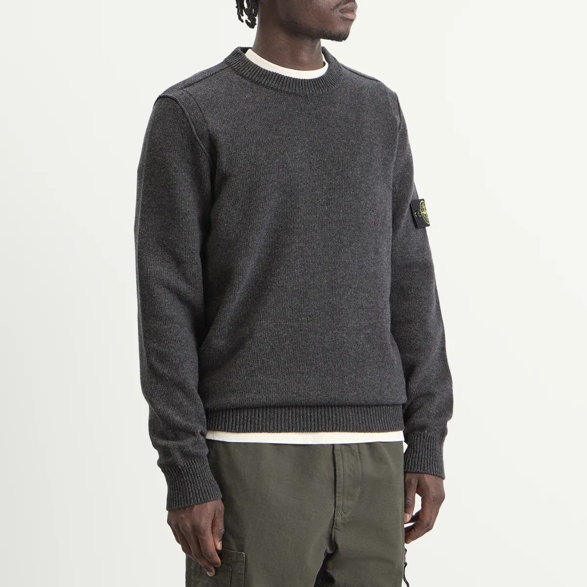 Джемпер из шерсти ягненка с отстегивающимся бейджем Stone Island, Lead Melange — фото 2