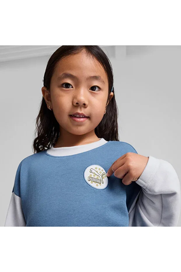 Детское для девочек свитшот классический с круглым вырезом Classics Fc Crew Kids Blue Puma, 24-Blue — фото 4