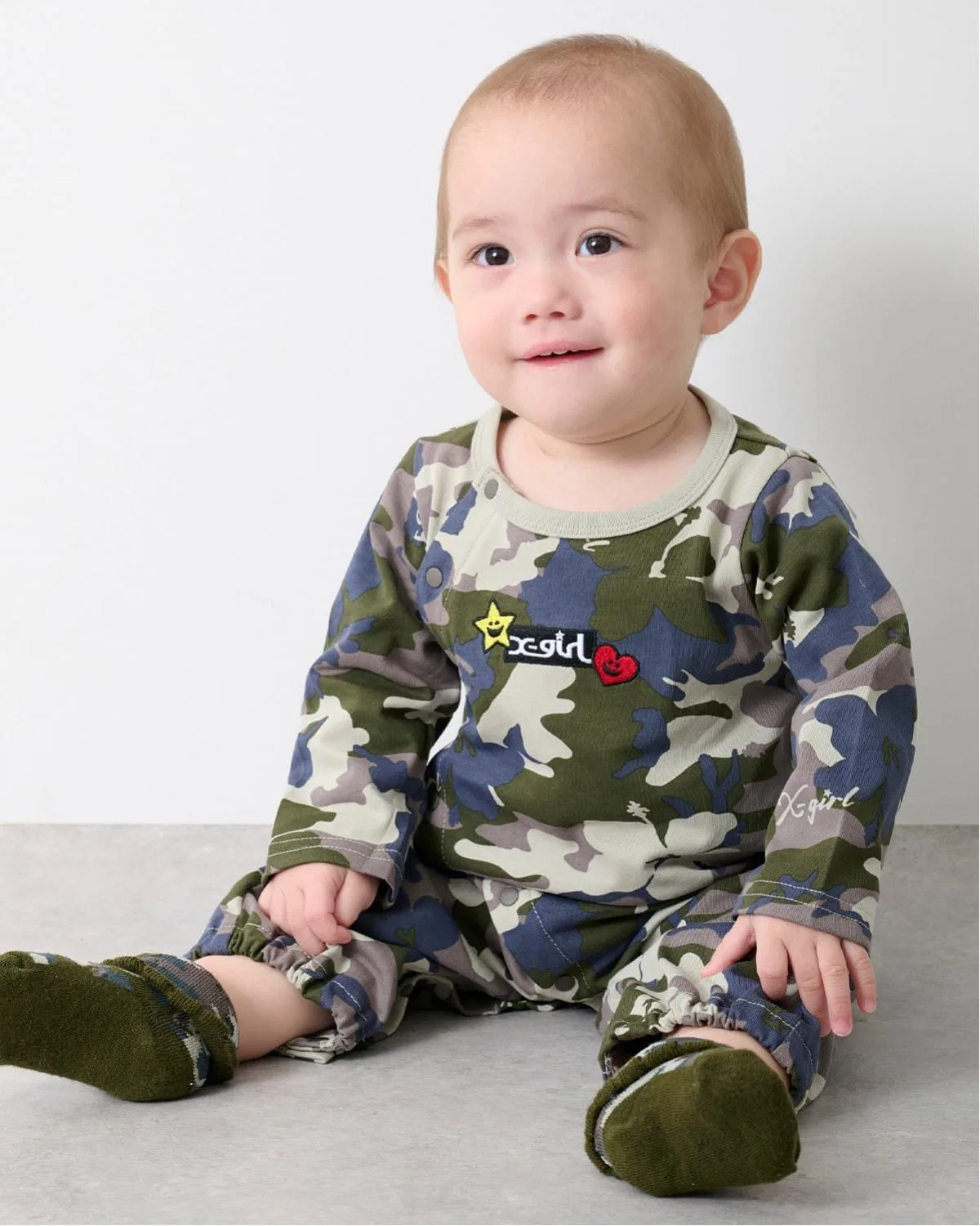 Детский комбинезон-боди с камуфляжным принтом X-girl Stages, Khaki