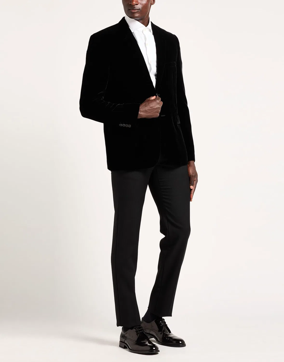 Мужской однобортный пиджак из вельвета Saint Laurent, черный — фото 2