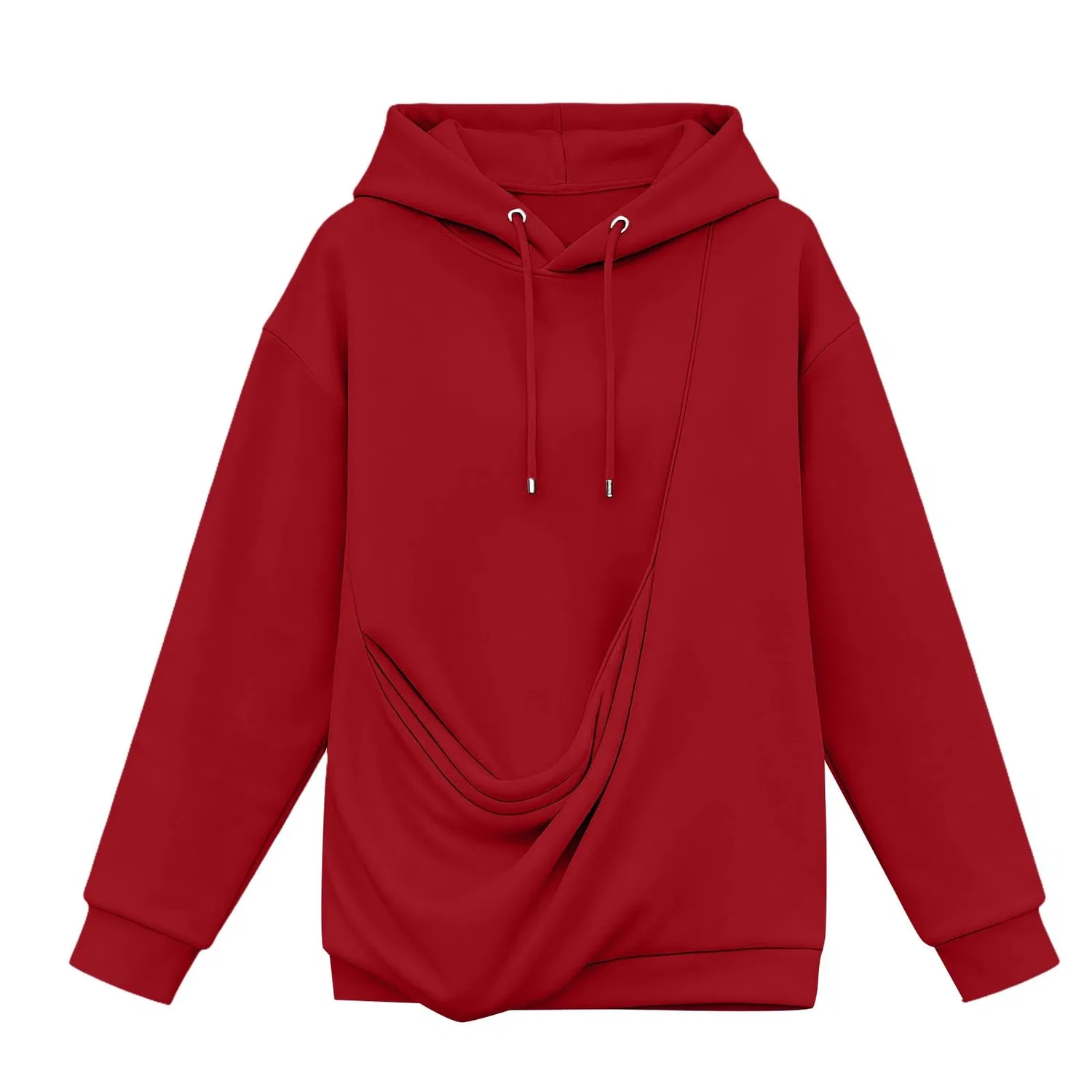 Женский худи с длинным рукавом и карманом-кенгуру Cat Hoodie, red — фото 3
