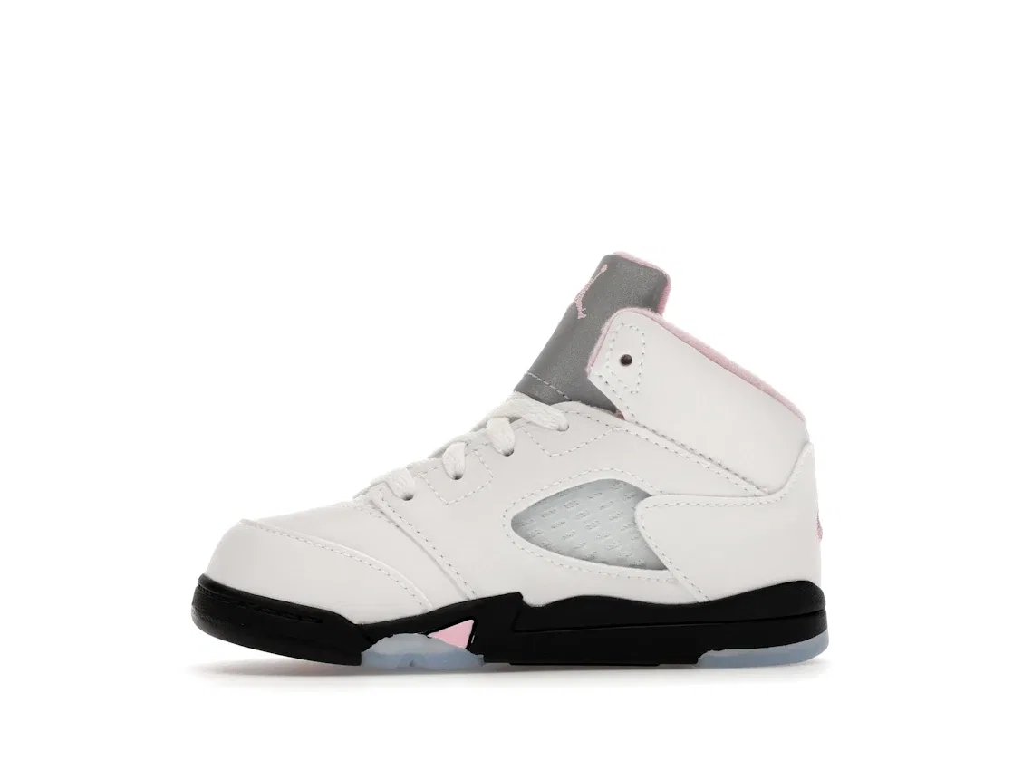 Детские кроссовки Lifestyle с длинным языком Jordan 5 Retro, White/Medium Soft Pink/Black — фото 3
