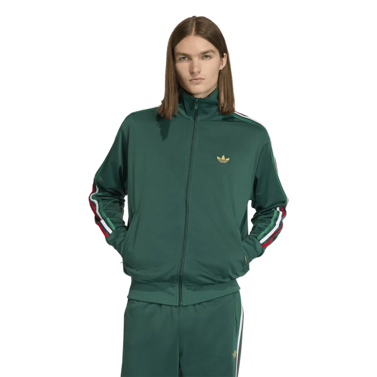 Мужская куртка Firebird Track Top Adidas, зеленый/красный