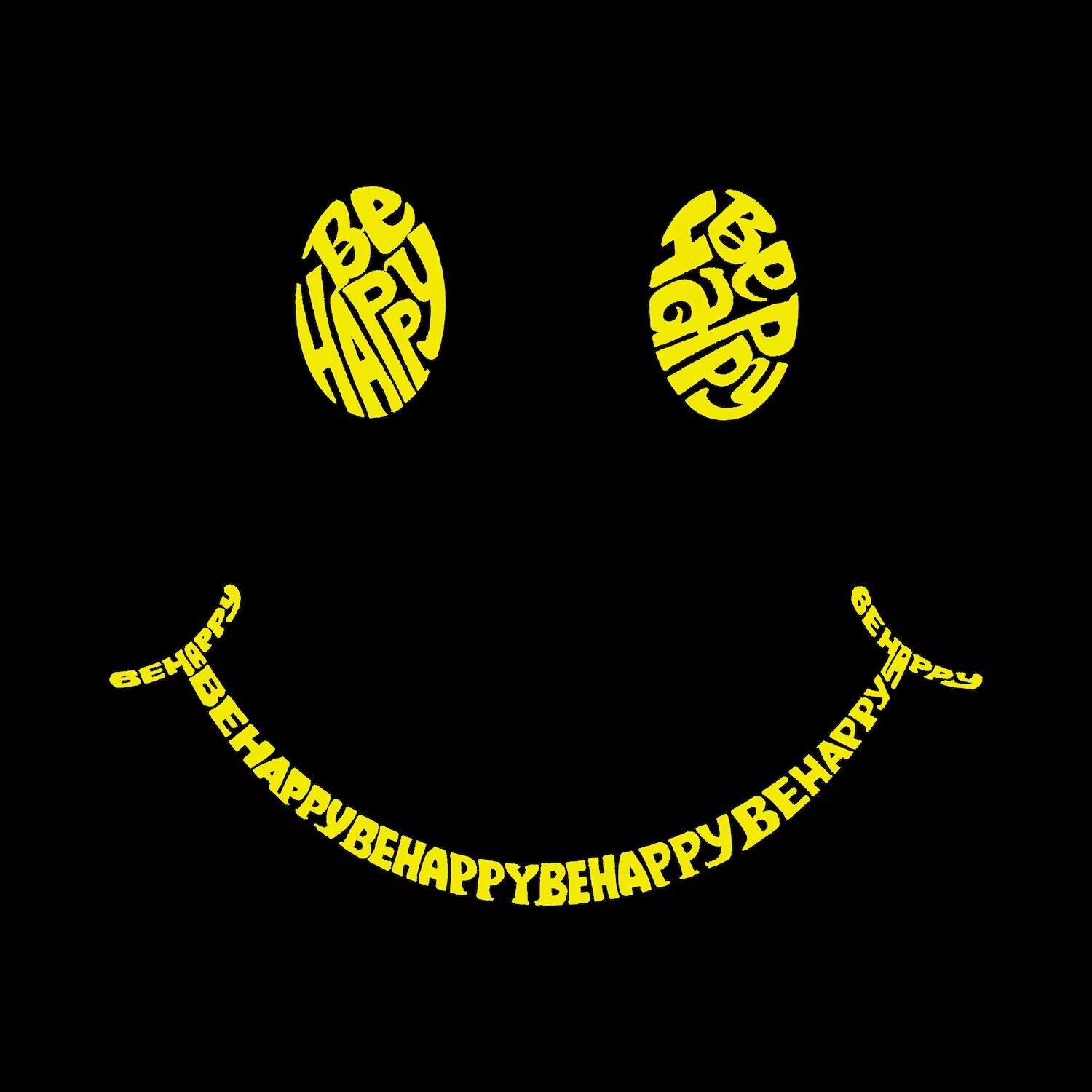 

Смайлик Be Happy - мужская футболка с рисунком Word Art LA Pop Art, серый
