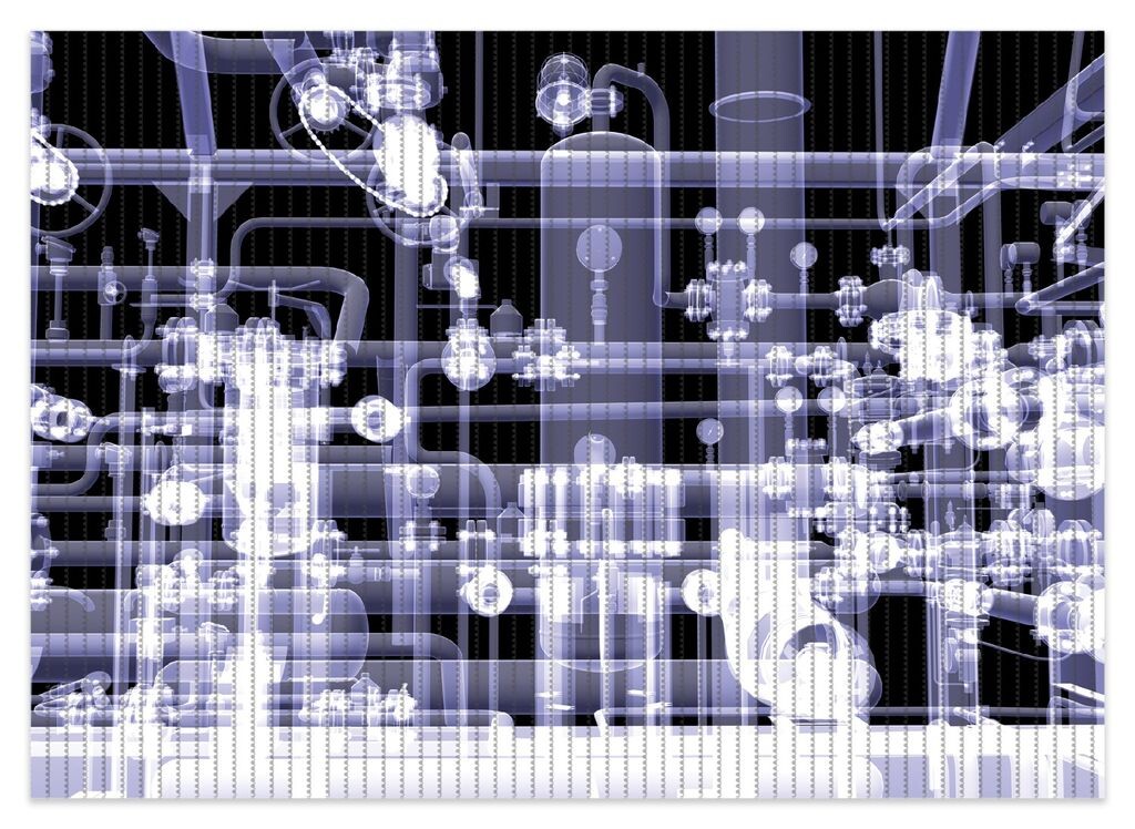

Коврик для душа Wallario, нескользящий коврик, коврик для ванной, коврик для двери, прозрачный под рентгеновский снимок, с шестернями и трубками, размер ок. 70 х 50 см, синий