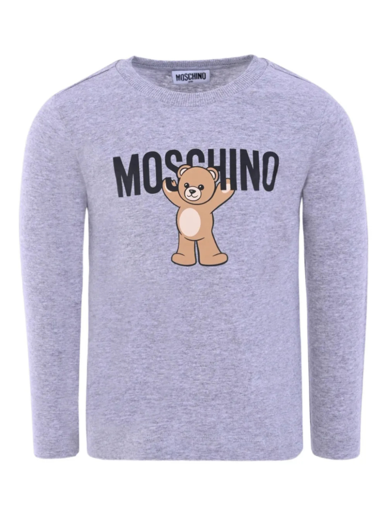 

Футболка с длинными рукавами и принтом плюшевого мишки Moschino Kids, серый
