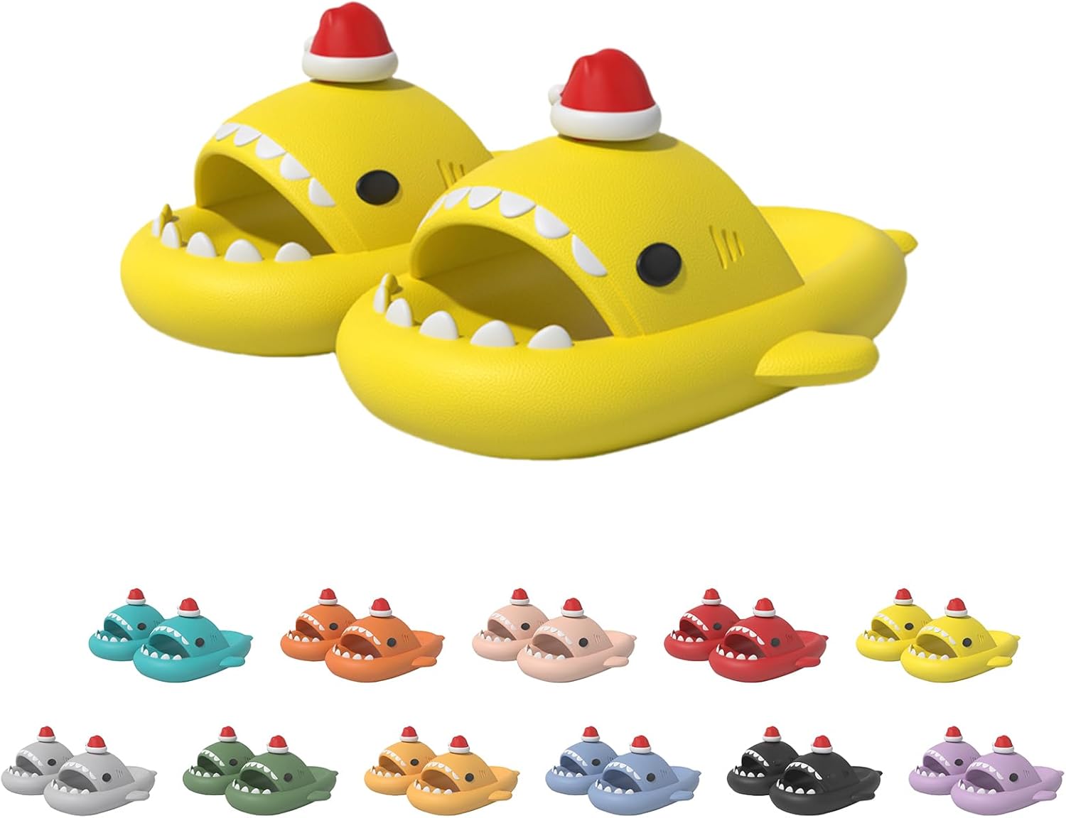 

Рождественские шлепанцы с акулой, Шлепацы с акулой для мужчин и женщин, 3D мультяшные шлепанцы-акулы, шлепанцы для Рождества и Хэллоуина Generic, желтый
