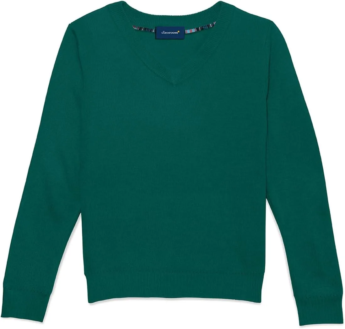 

Школьный свитер с длинным рукавом и V-образным вырезом Big Kid 56702 Classroom School Uniforms