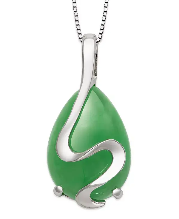 

Ожерелье-Цепочка из окрашенного зеленого жадеита в форме коробки из стерлингового серебра Macy'S, jade