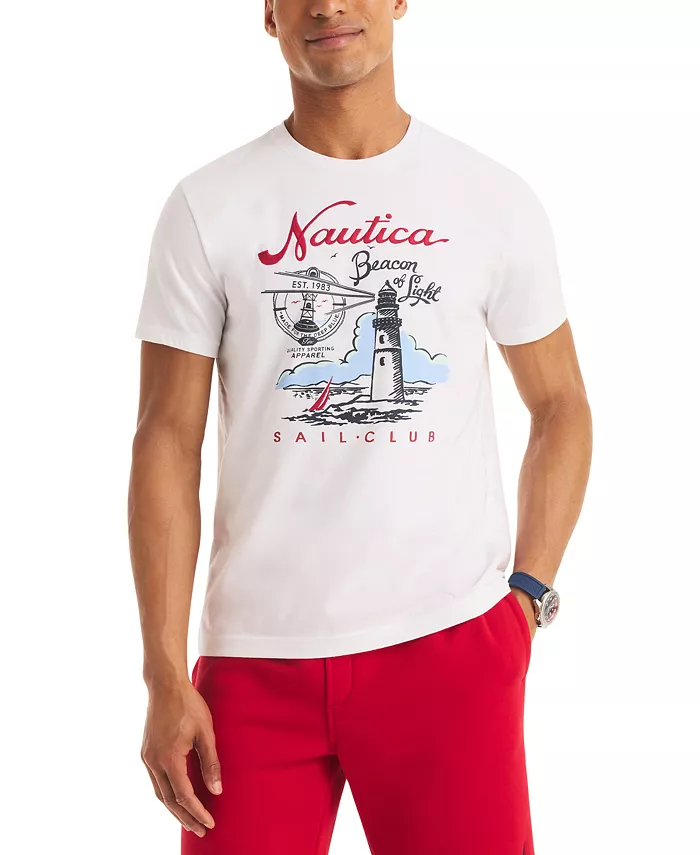 

Мужская футболка с коротким рукавом и принтом Beacon of Light Nautica, белый