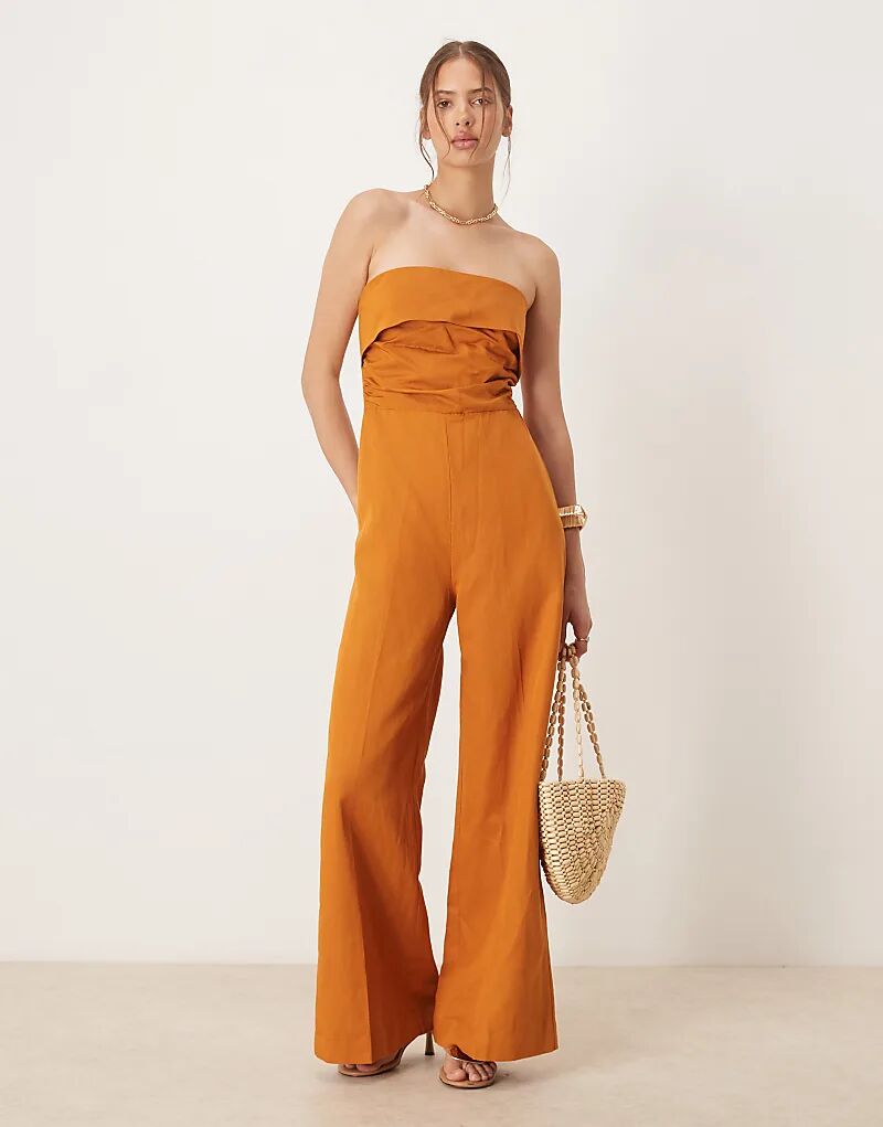 

Комбинезон-бандо из смеси льна Mango в цвете «выжженный оранжевый»