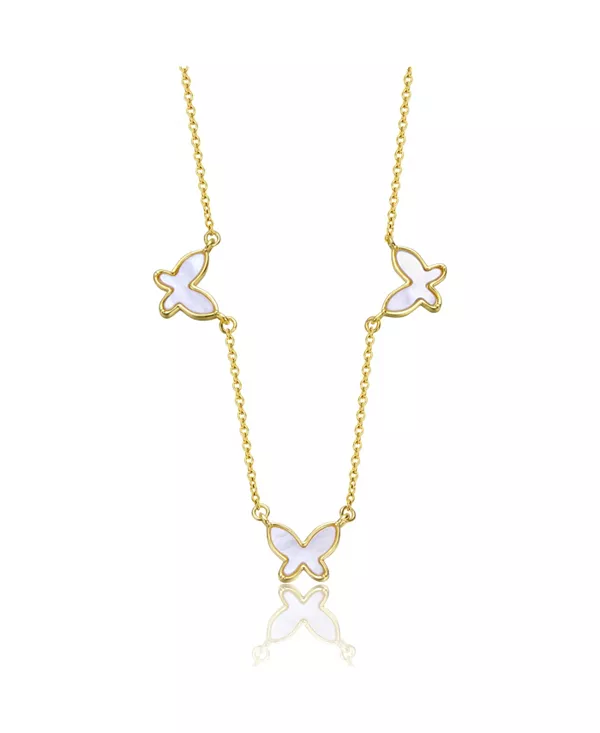 

Детское ожерелье с тремя подвесками в виде бабочки из перламутра 14 карат с покрытием из золота Gigigirl, gold