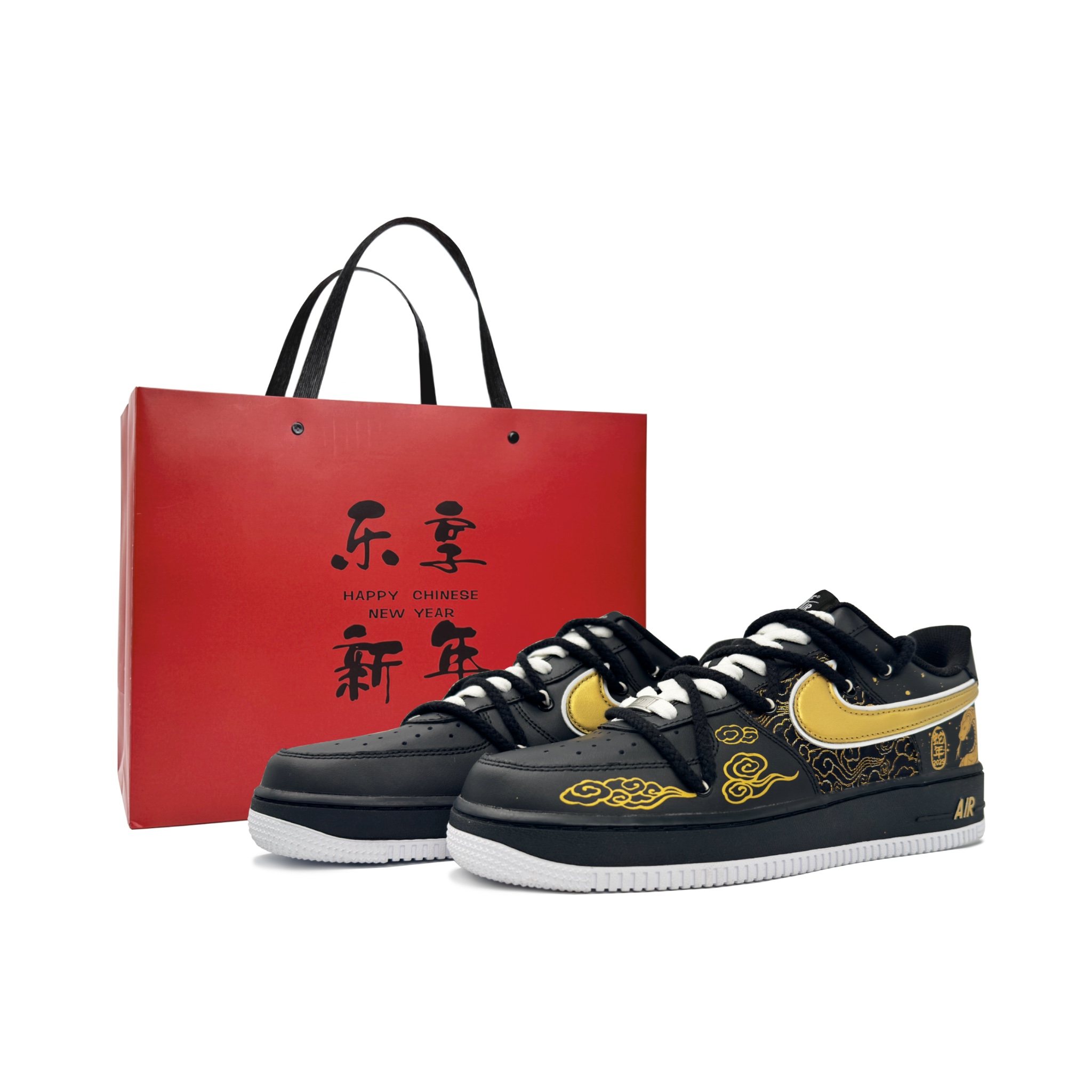 

Nike Кроссовки Air Force 1 с низким верхом, противоскользящие, износостойкие, для скейтбординга, мужские, черно-золотые