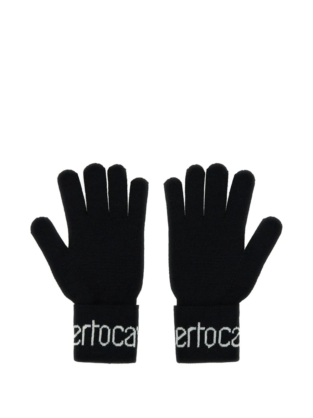 

Перчатки из смесовой шерсти с логотипом Roberto Cavalli, черный